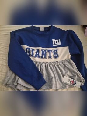 NY Giants Girls' Blue & Gray Ruffle Sweatshirt
